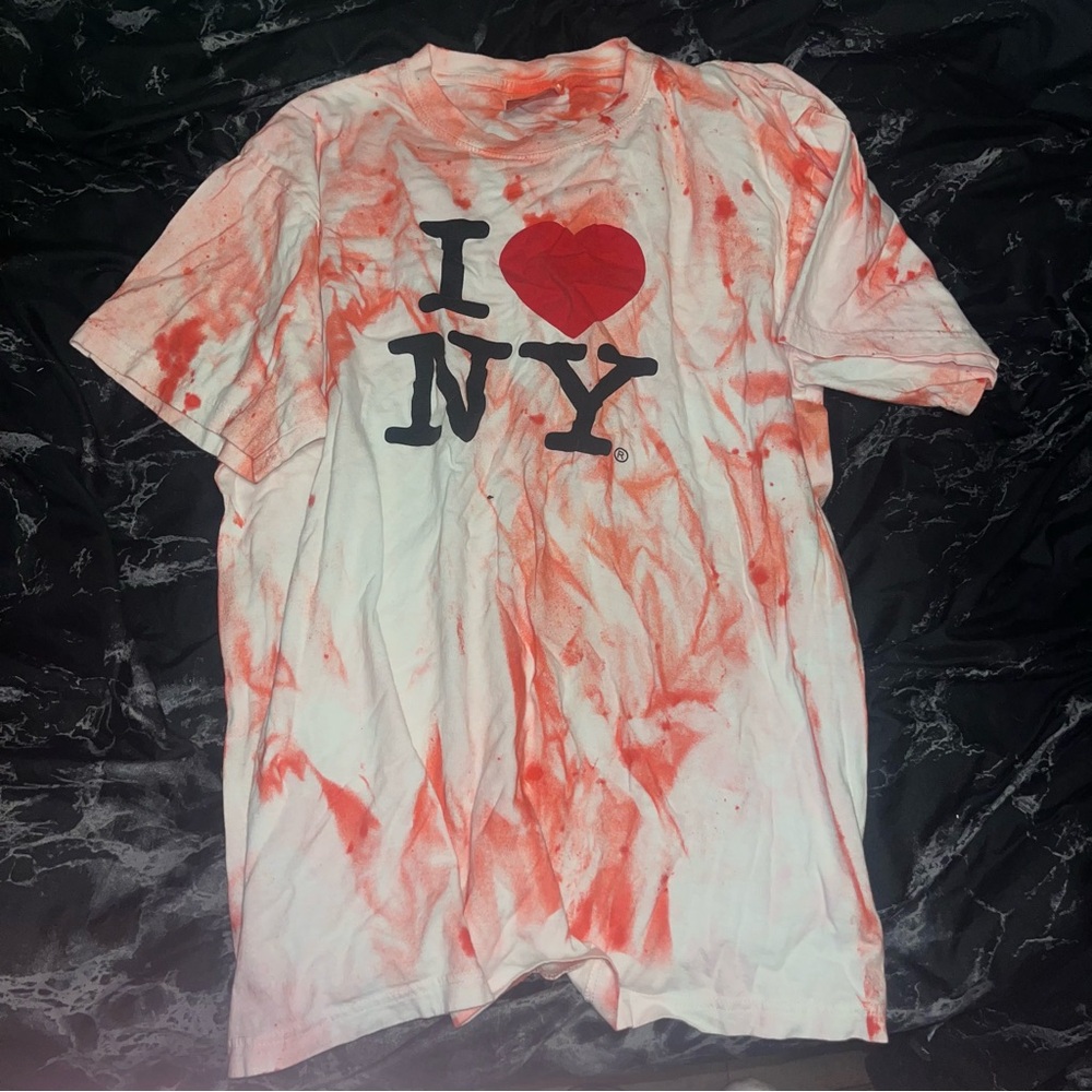 I ♥ NY Logo Tee with Red Tie-Dye Accents size 2xl
